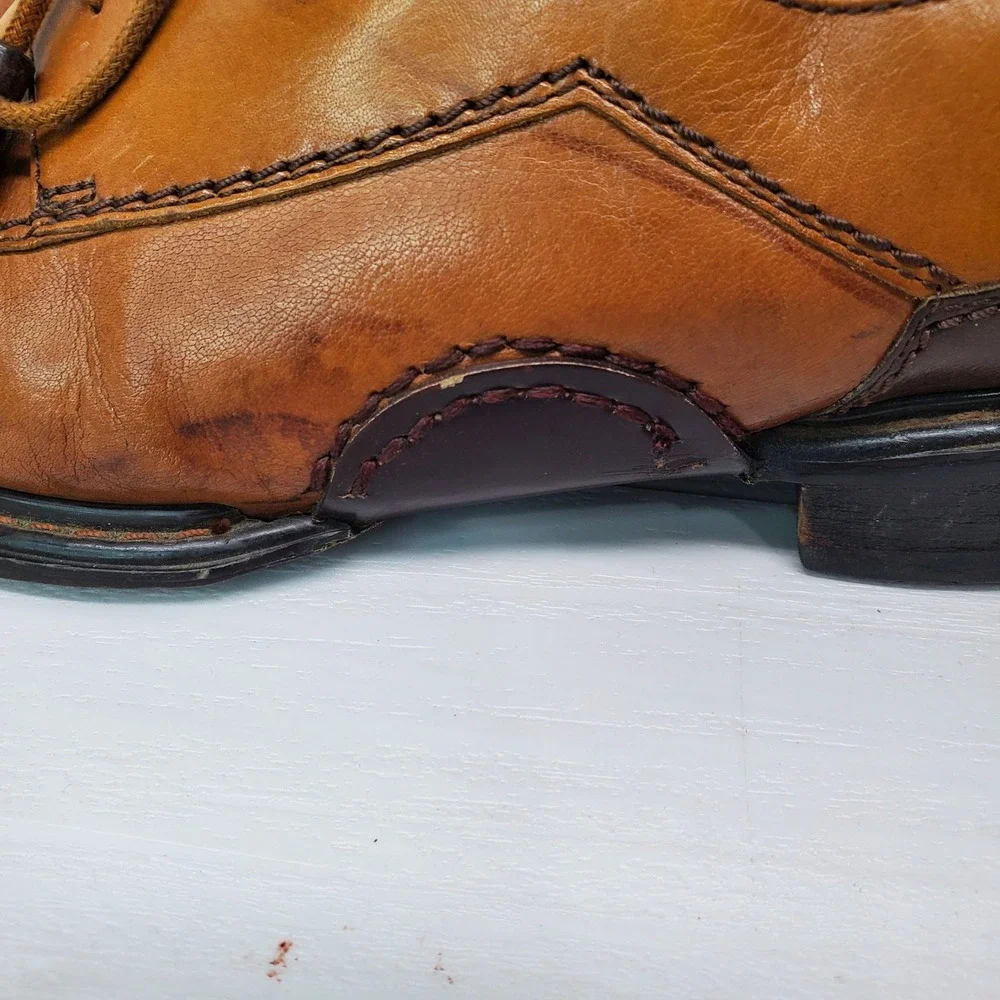 Stacy Adams Mens Tan Leather Oxford Dress Shoes Italy Size 7.5‎ Medium
